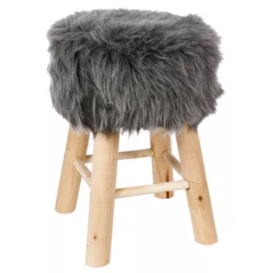 Atmosphera Taboret z futrzanym obiciem Oslo Grey