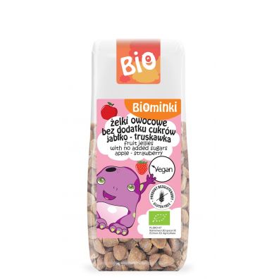 Biominki Żelki owocowe bez dodatku cukrów jabłko-truskawka bezglutenowe 75 g Bio