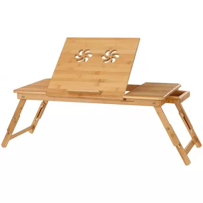 Songmics Stolik pomocniczy pod laptopa bambusowy