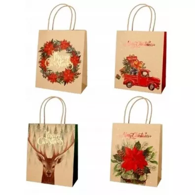 incood. Torba prezentowa 21x25,5 brown craft hot stamp mix