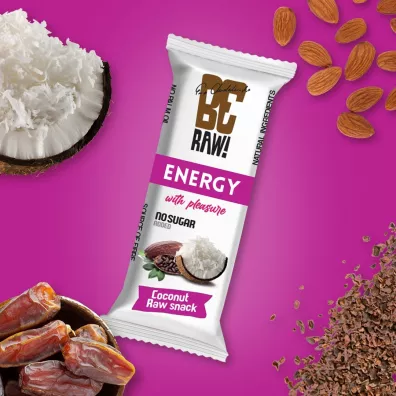 BeRaw Batony energy - surowe kakao, kokos Zestaw 6 x 40 g