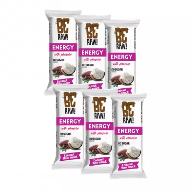 BeRaw Batony energy - surowe kakao, kokos Zestaw 6 x 40 g