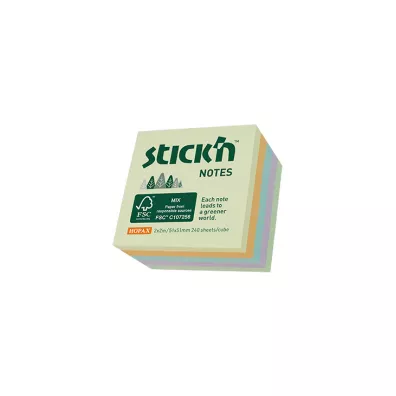 Stickn Notes kostka FSC pastel ��/pom/nieb/fiol/ziel. 51x51mm 240 kartek