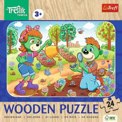 Puzzle drewniane 24 el. Poznaj Rodzin� Treflik�w