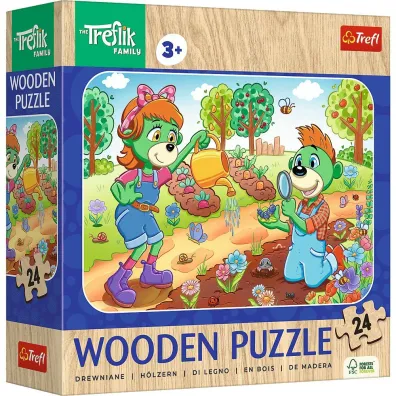 Puzzle drewniane 24 el. Poznaj Rodzin� Treflik�w