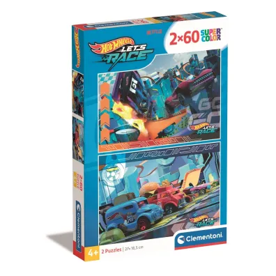 Puzzle 2x60 el. SuperColor. Hot Wheels Clementoni