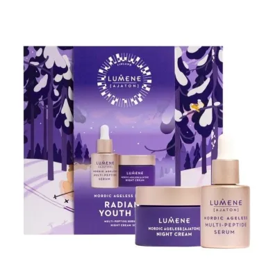 Lumene Zestaw Nordic Ageless Radiant Youth Gift Set Multi-Peptide Serum serum do twarzy + Night Cream krem do twarzy 30 ml + 50 ml
