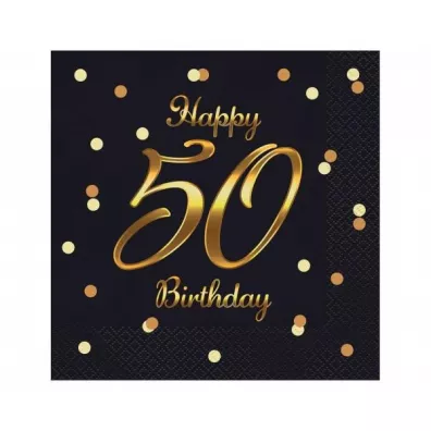 Godan Serwetki B&C Happy 50 Birthday czarne 20 szt.