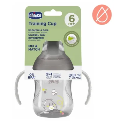 Chicco Kubek z twardym ustnikiem 200ml szary 6m+ 200 ml