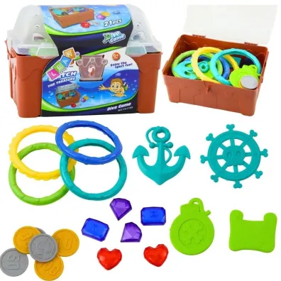 Zestaw skarb�w do nurkowania w skrzyni br�z 21el LeanToys