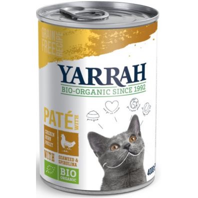 Yarrah Pasztet dla dorosłego kota z kurczaka ze spiruliną i algami 400 g Bio