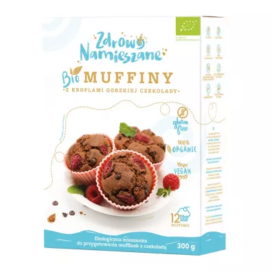 Zdrowo Namieszane Mieszanka na muffinki z kroplami gorzkiej czekolady bezglutenowa 300 g Bio