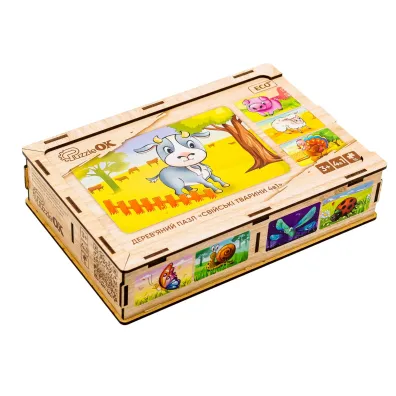 Puzzle 4w1 drewniane Zwierz�ta domowe PuzzleOK