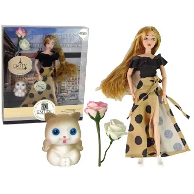 Lalka Emily d�ugie w�osy, kotek LeanToys