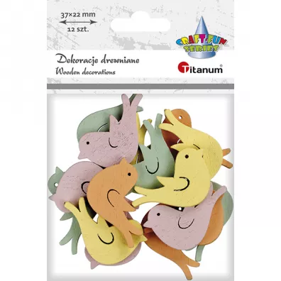Titanum Drewniane ptaszki pastelowe Wielkanoc 37x22 mm