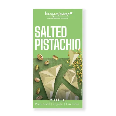 Benjamissimo Tabliczka kakaowa pistacje - s�l himalajska bezglutenowa 60 g Bio