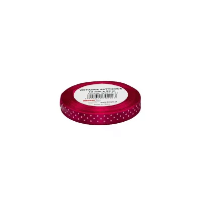 Wst��ka satynowa w kropki r�owa 12mm x 22m