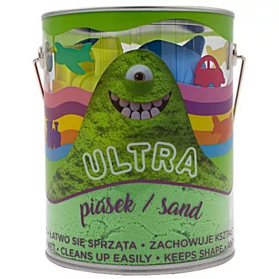 Ultra Piasek - puszka 900g zielony + 4 du�e foremki Pojazdy + 2 narz�dzia Epee