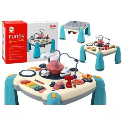 LeanToys Stolik edukacyjny interaktywny pianinko niebieskie