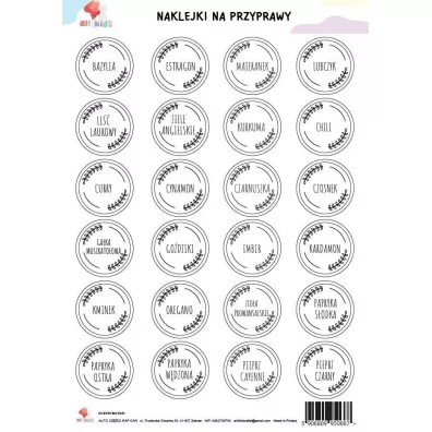 All4Kids Naklejki na przyprawy bia�e A4