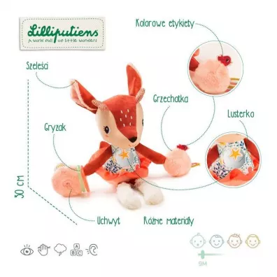 Lilliputiens Przytulanka aktywizujca wielofunkcyjna Sarenka Stella 9 m+