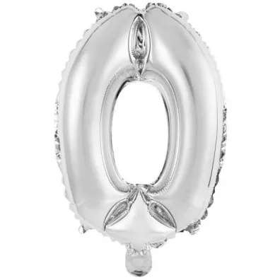 Amscan Balon foliowy mini cyfra 0 srebrna 30,5x40cm