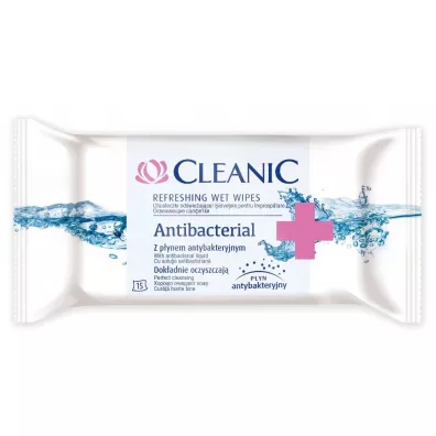 Cleanic Refresing Wet Wipes Antibacterial chusteczki od�wie�aj�ce z p�ynem antybakteryjnym 15 szt.