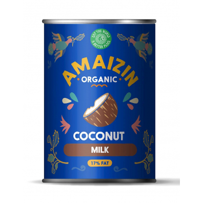 Amaizin Mleczko kokosowe bez gumy guar (17% tuszczu) (puszka) 400 ml Bio