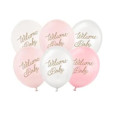 PartyDeco Balony Welcome Baby mix r�owy 30cm