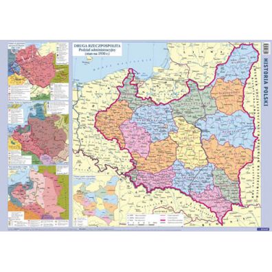 Mapa POLSKI - historyczna -  plansza edukacyjna na ścianę i biurko