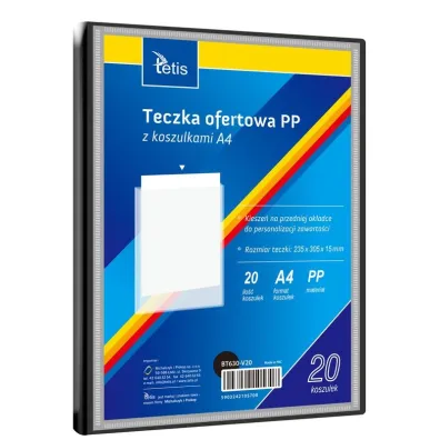 Tetis Teczka ofertowa A4 PP + 20 koszulek czarna