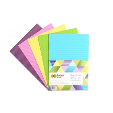 Happy Color Tektura falista PASTEL, 5 kolorw, A4, 5 arkuszy 5 kartek