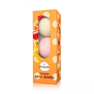 Dairy Fun Fizzing Bath Bombs musuj�ce kule do k�pieli Mleko i Mi�d Karmelowe Jab�ko Brzoskwinia 3 x 100 g