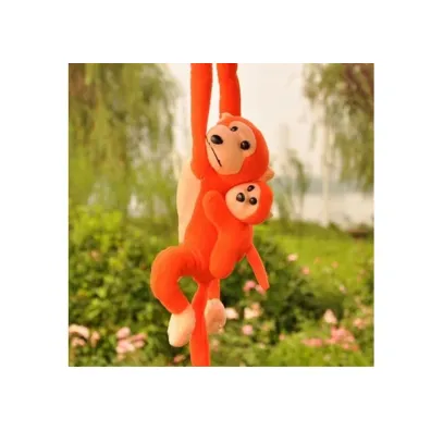 Maskotka ma�pka z dzieckiem pomara�czowa 90cm LeanToys