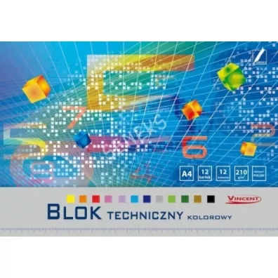 Kreska Blok techniczny kolor A4 12 k. 210g Vincent