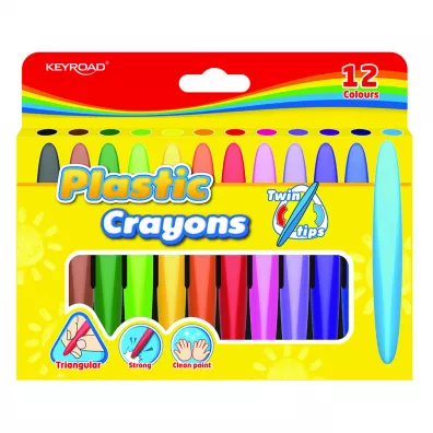 Keyroad Kredki woskowe tr�jk�tne Twin Tips 12 szt.