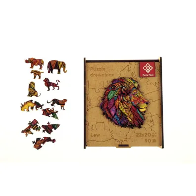 Puzzle 90 drewniane A4 Lew Panta Plast