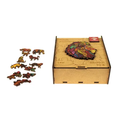 Puzzle 90 drewniane A4 Lew Panta Plast