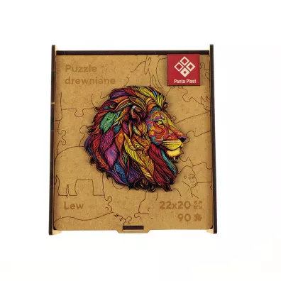 Puzzle 90 drewniane A4 Lew Panta Plast