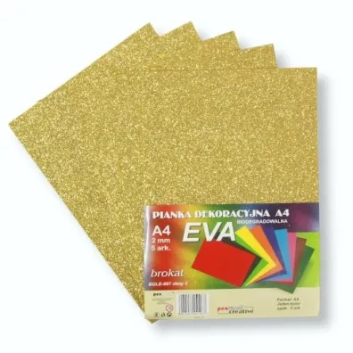 Penword Pianka brokatowa A4 Eva z�ota biodegradowalna 5 szt.