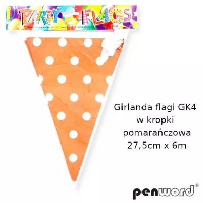 Girlanda flagi w kropki pomaraczowa 27.5cmx6m