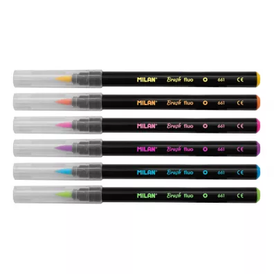 Milan Flamastry z pdzelkiem Fluo 6 szt.