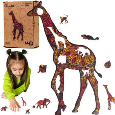 Puzzle drewniane eko 55 el. C�tkowana �yrafa A4 PuzzleOK