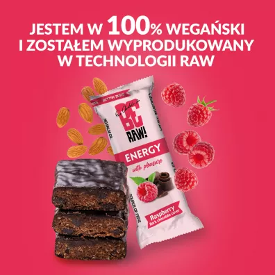 BeRaw Baton Raspberry choco power zestaw 6 x 40 g