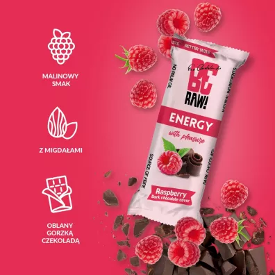 BeRaw Baton Raspberry choco power zestaw 6 x 40 g