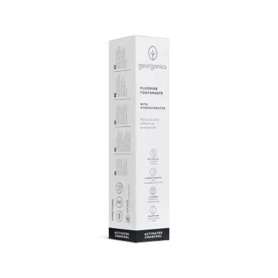 Georganics Naturalna pasta remineralizuj�ca do z�b�w z hydroksyapatytem i aktywnym w�glem, na przebarwienia i bielsze z�by, Activated Charcoal 75 ml