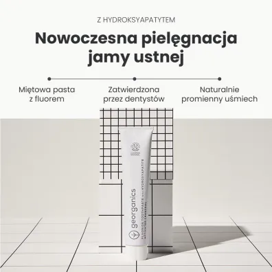 Georganics Naturalna pasta remineralizuj�ca do z�b�w z hydroksyapatytem i aktywnym w�glem, na przebarwienia i bielsze z�by, Activated Charcoal 75 ml