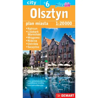 Olsztyn + 6 miast. Plan miasta 1:20 000. Plastik /2024