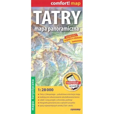 Tatry Mapa panoramiczna laminowana mapa turystyczna 1:28 000