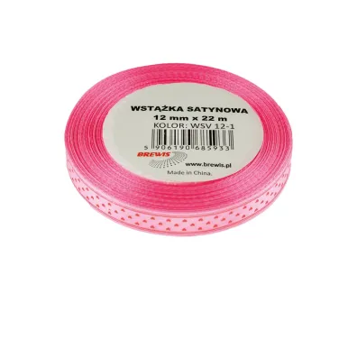 Brewis Wst��ka satynowa serca r�owa 12mm x 22m